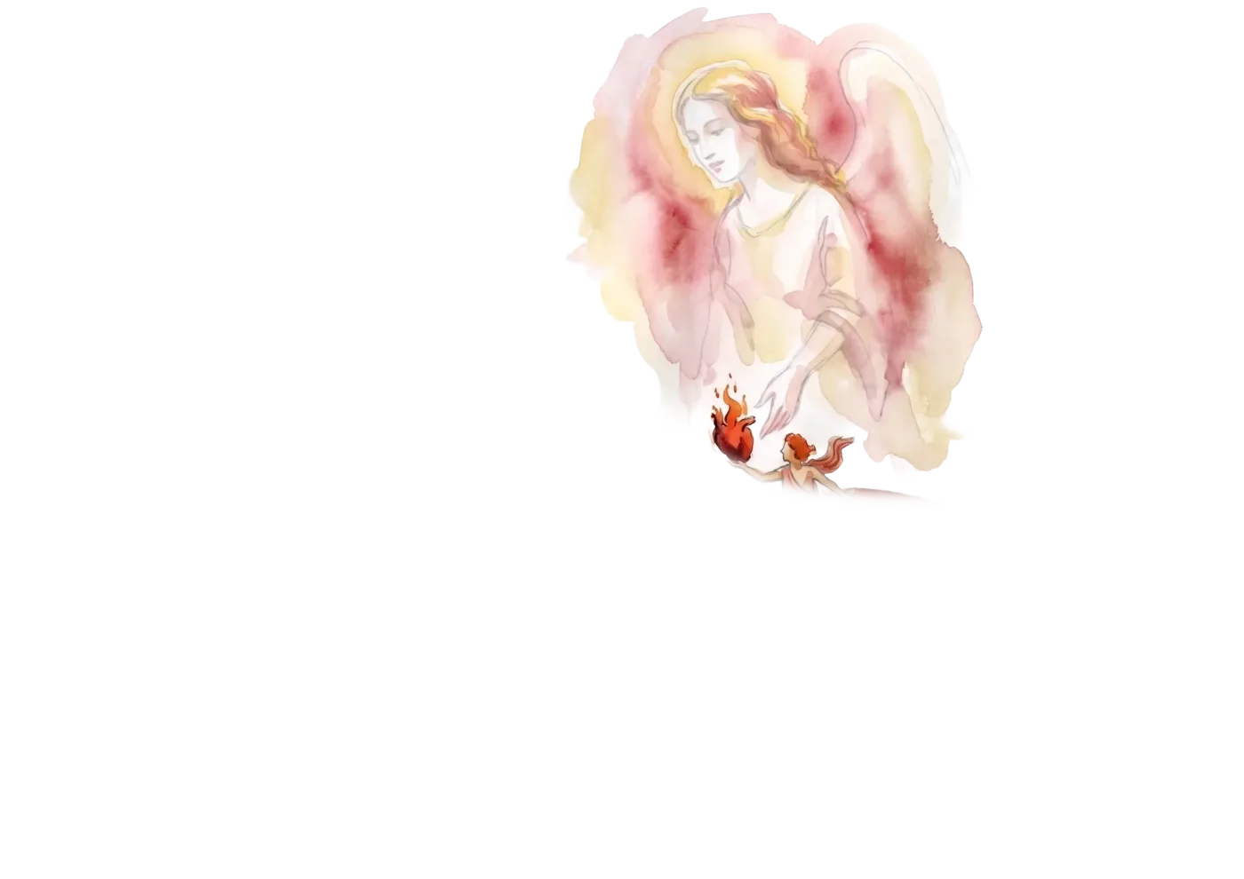 Beatrice as a luminous winged figure descending toward Dante (watercolor)