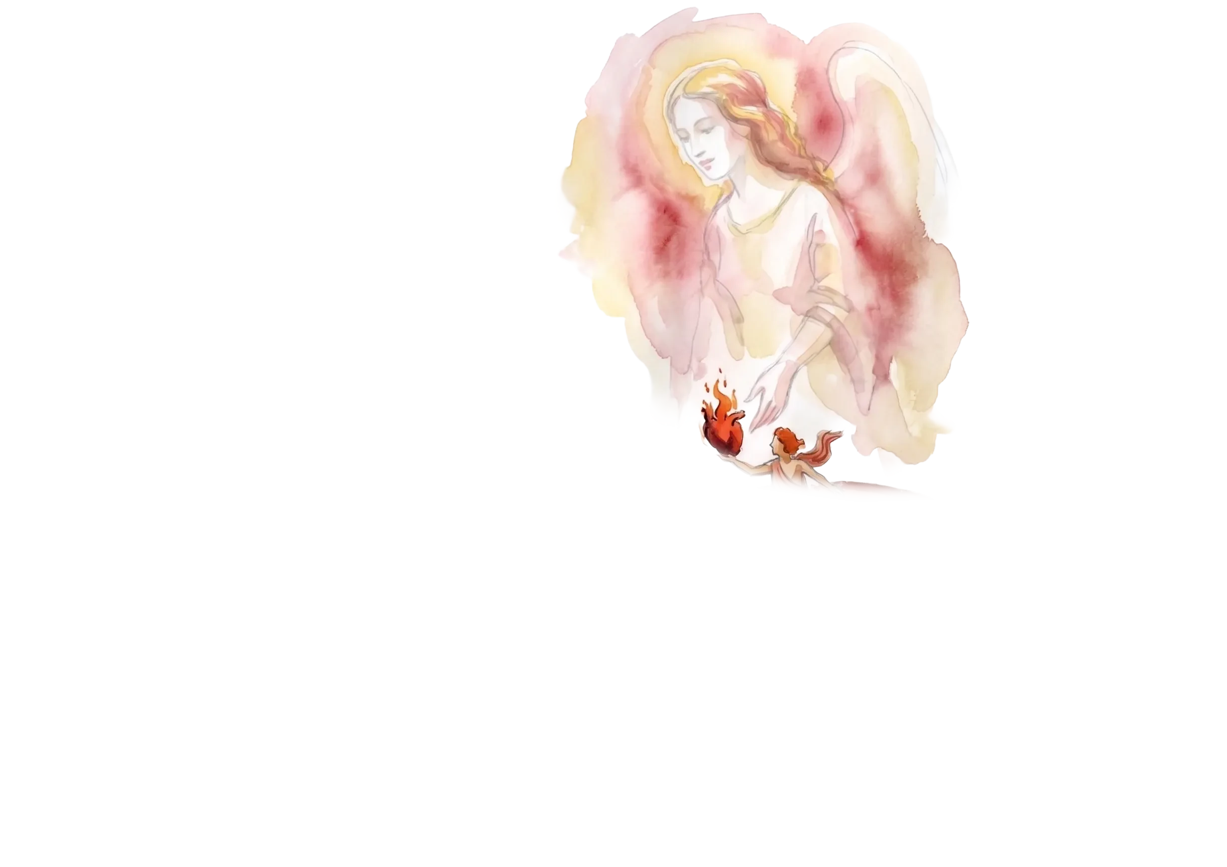Beatrice as a luminous winged figure descending toward Dante (watercolor)