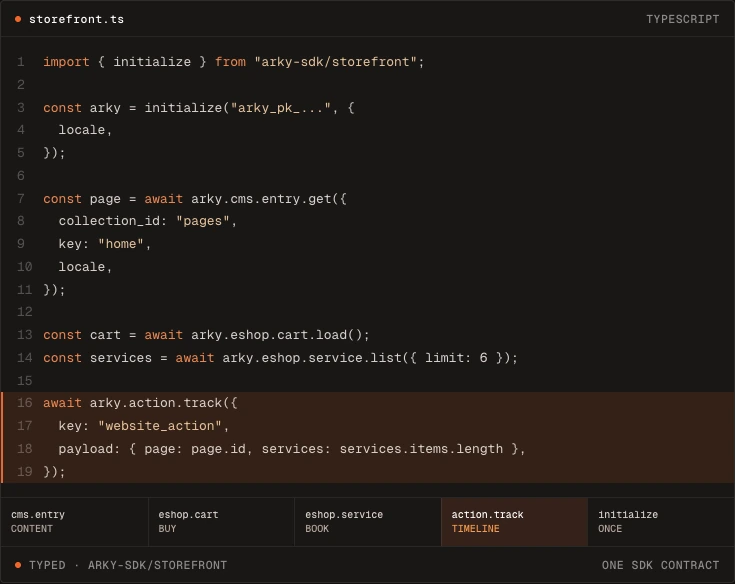 A partner SDK example in the redesigned website.