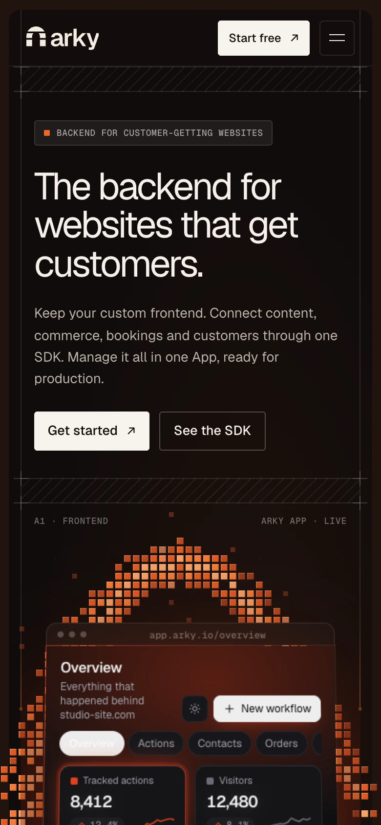 The redesigned public website on a phone.