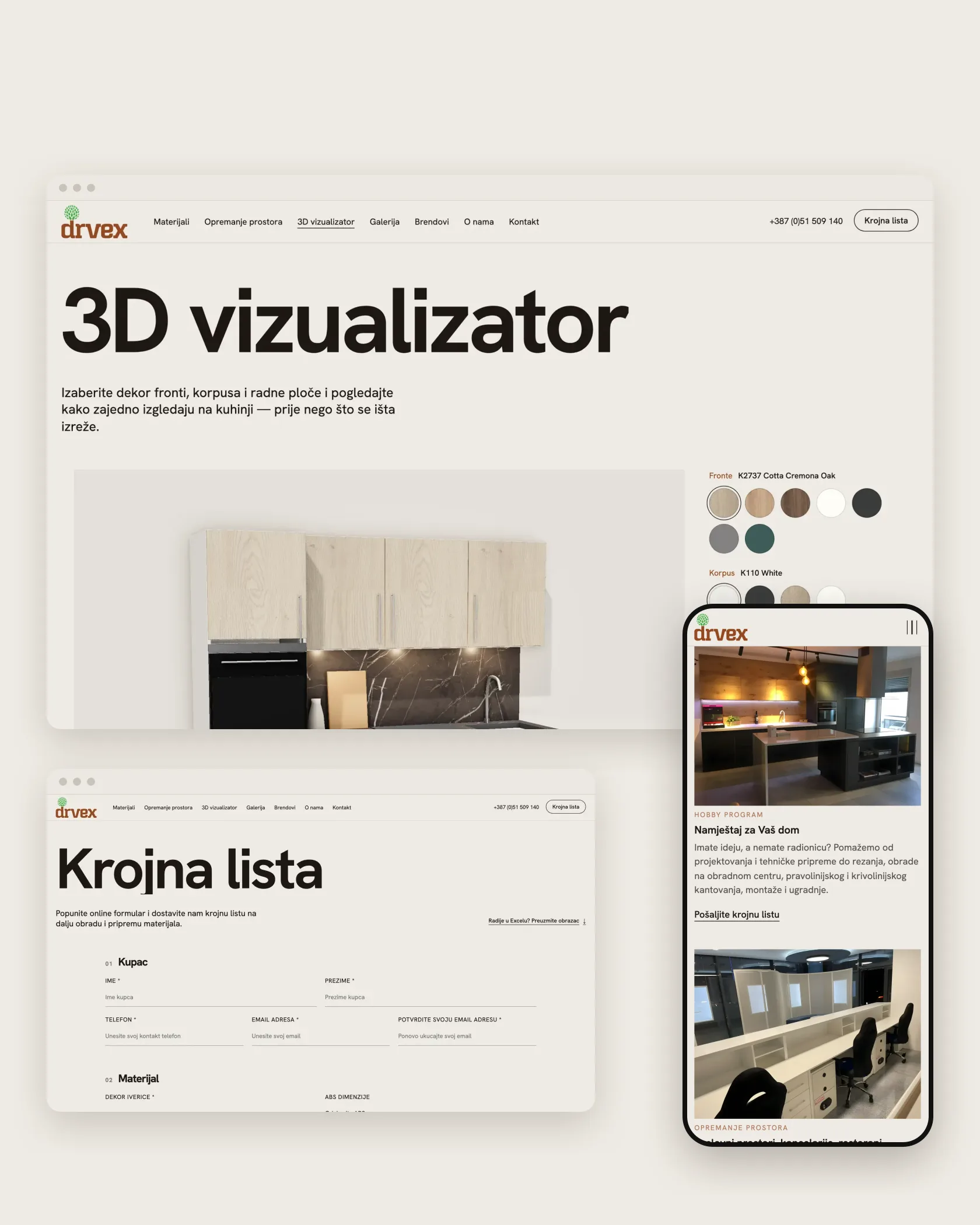 Drvex — Materials website & 3D configurator
