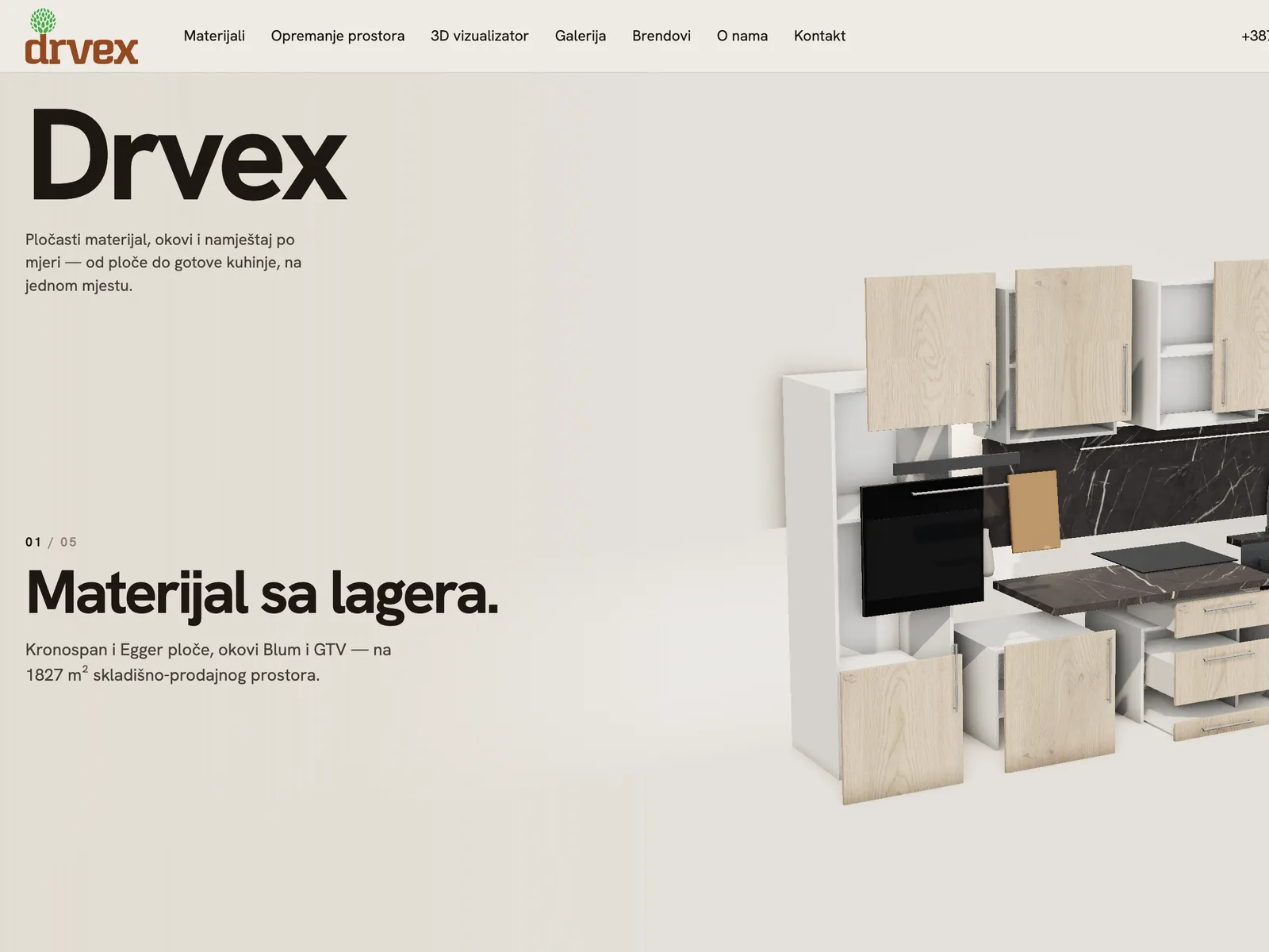 Drvex — a kitchen that assembles as you scroll