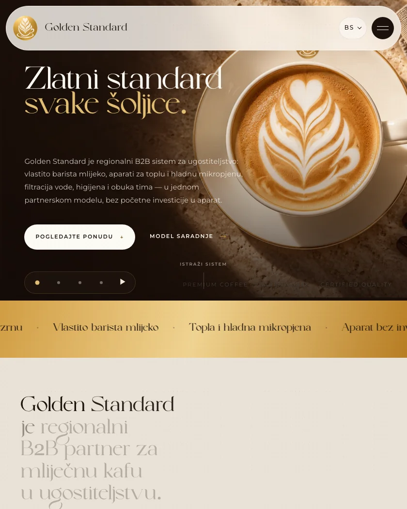 The Golden Standard website: a golden standard in every cup.