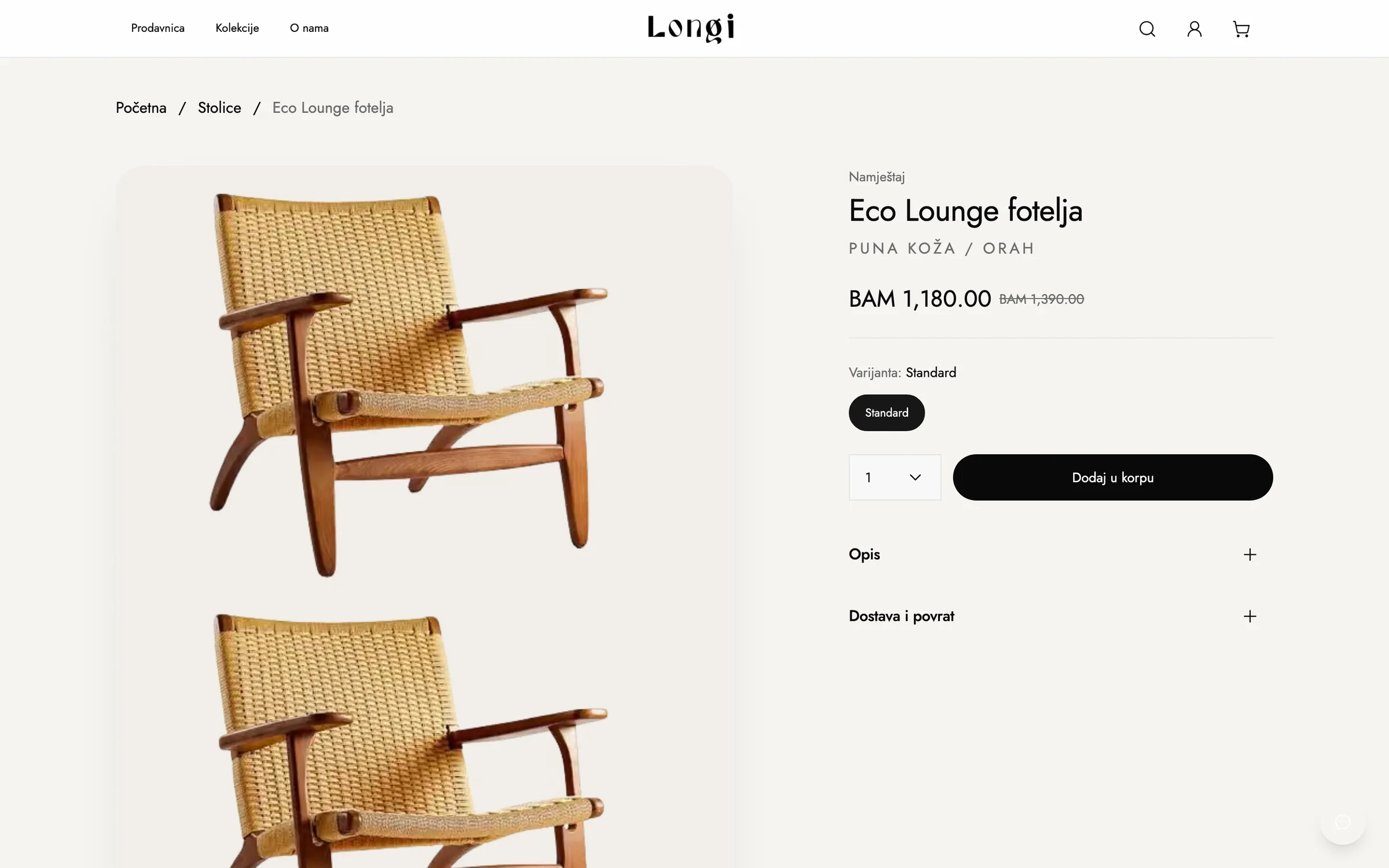 A product with images, price and variant selection.