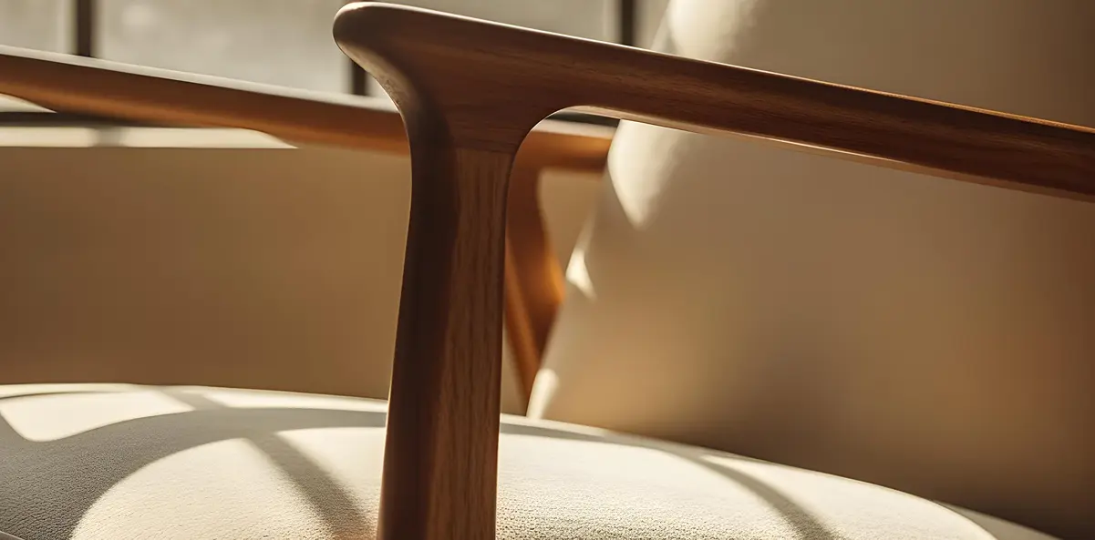 The wood and upholstery detail used on the About page.