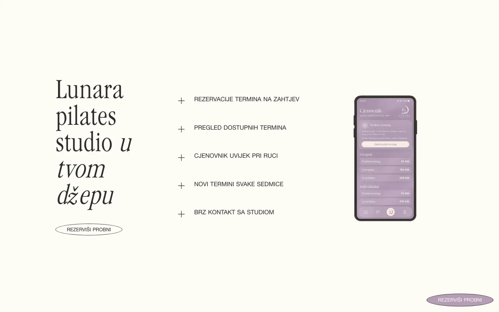 Booking and application presentation in the website concept.