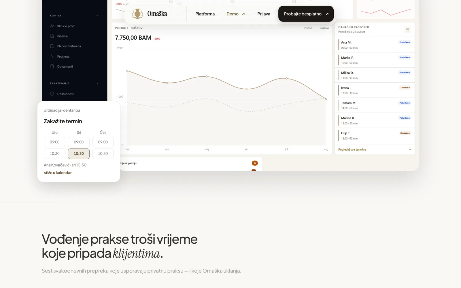 The practice booking and working system.