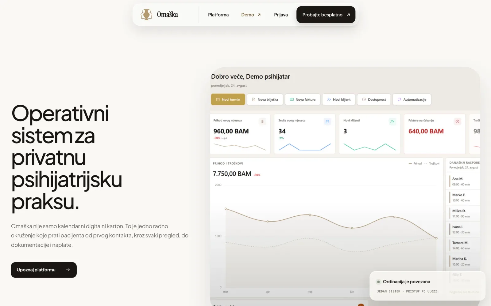 Omaška — software for a private practice