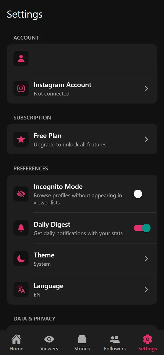 WhoWatching — settings